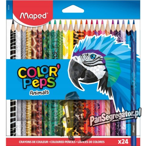 Kredki Color Peps Animals trójkątne 24 szt pud. z zaw. 832224 MAPED