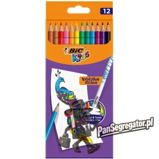 Kredki KIDS EVOLUTION ILLUSION ołówkowe pudełko 12kol. 9878681 BIC