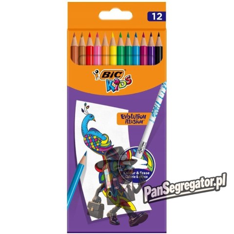 Kredki KIDS EVOLUTION ILLUSION ołówkowe pudełko 12kol. 9878681 BIC