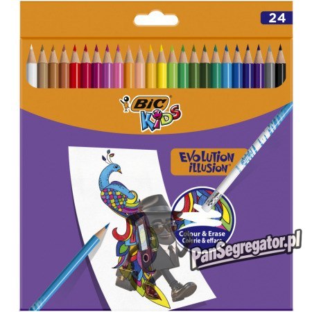 Kredki KIDS EVOLUTION ILLUSION ołówkowe pudełko 24kol. 9878691 BIC