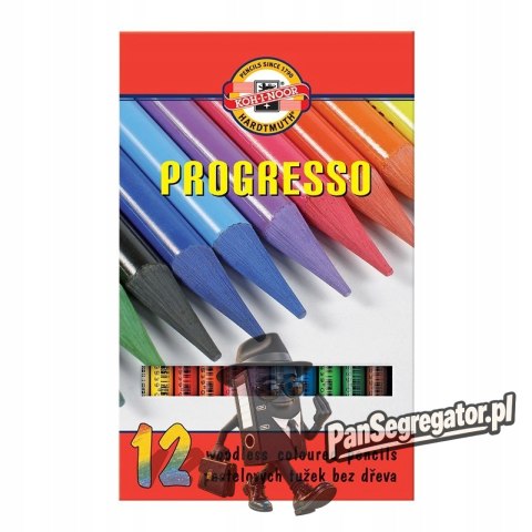 Kredki PROGRESSO 12 kolorów 8756 KOH-I-NOOR