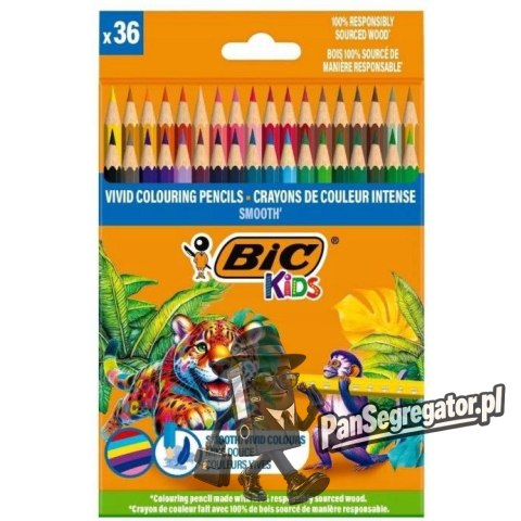 Kredki drewniane ECO SMOOTH 36 kolorów 525788 BIC