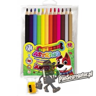 Kredki ołówkowe JUMBO grube zestaw 12 kolorów + temperówka 312221001 ASTRINO