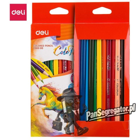Kredki ołówkowe trójkątne COLORUN 12 kolorów EC00300 DELI