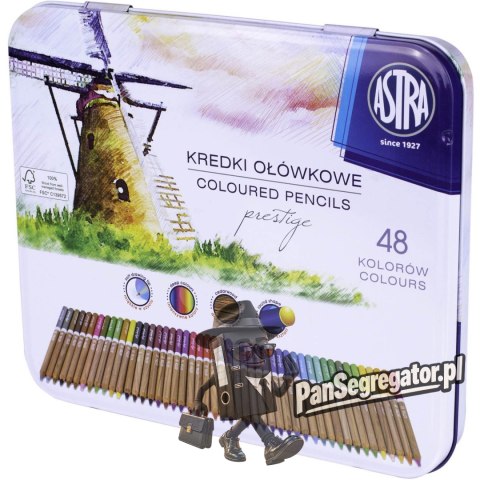 Kredki ołówkowe zestaw 48 kolorów metalowe pudełko ASTRA PRESTIGE
