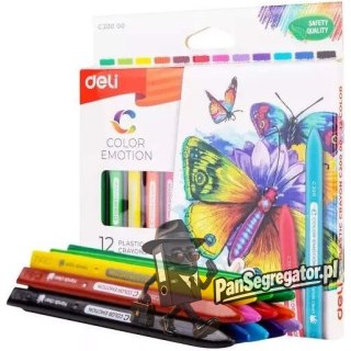 Kredki plastikowe trójkątne COLOR EMOTION 12 kolorów EC20000 DELI