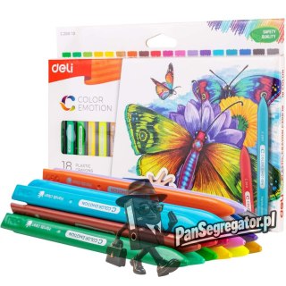 Kredki plastikowe trójkątne COLOR EMOTION 18 kolorów EC20010 DELI