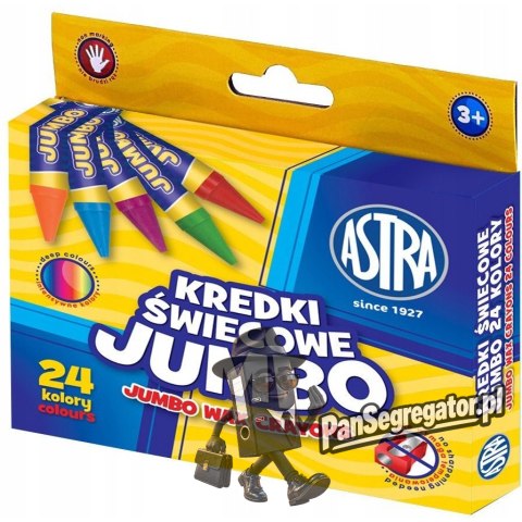 Kredki świecowe szkolne JUMBO grube zestaw 24 kolory 316118006 ASTRA
