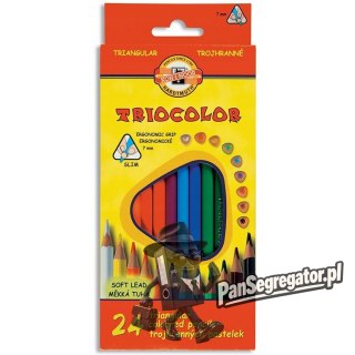 Kredki szkolne TRICOLOR TYGRYS 7mm 24 kolory 3134 KOH-I-NOOR