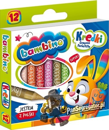 Kredki szkolne z glinki kaolinowej Zestaw 12 kredek BAMBINO St.Majewski