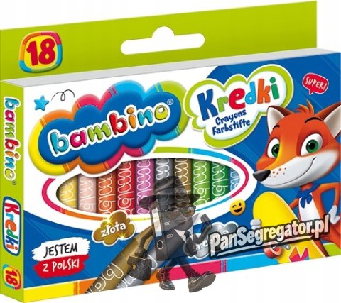 Kredki szkolne z glinki kaolinowej Zestaw 18 kredek BAMBINO St.Majewski