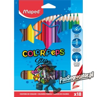 Kredki trójkątne MAPED COLORPEPS 18kolorów 183218