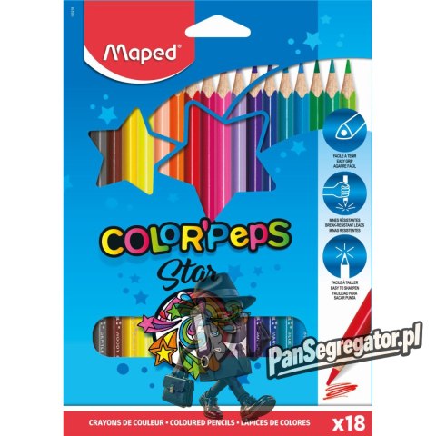 Kredki trójkątne MAPED COLORPEPS 18kolorów 183218