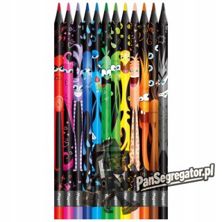 Kredki trójkątne MONSTER 12 kolorów w czarnej obudowie 862612 COLORPEPS MAPED