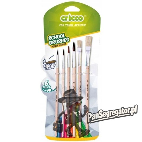 Pędzelki szkolne CRICCO 6sztuk,blister CR364B6