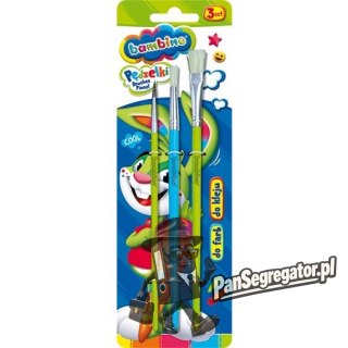 Pędzelki szkolne do farb i kleju Zestaw 3 sztuk (nr 4, 8, 16) BAMBINO St.Majewski