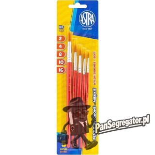 Pędzelki szkolne zestaw 5 sztuk rozmiar nr. 2,4,8,10,16 315023002 ASTRA