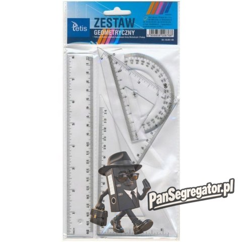 Zestaw geometryczny z linijką 20cm BL001-BK TETIS