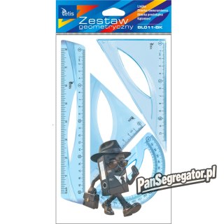 Zestaw geometryczny z linijką 20cm NIEBIESKI BL011-BK TETIS