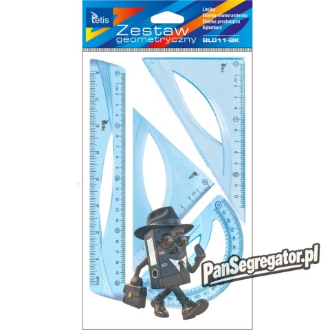 Zestaw geometryczny z linijką 20cm NIEBIESKI BL011-BK TETIS