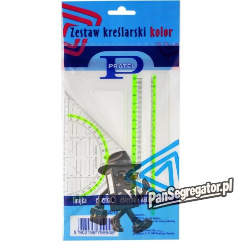 Zestaw kreślarski kolor z linijką 16cm w etui 2010
