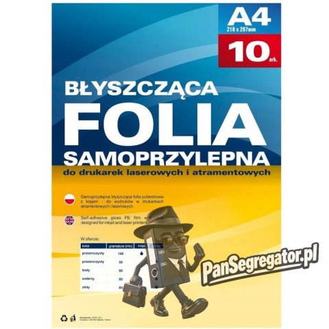 Folia samoprzylepna do drukarek atramentowych przezroczysta błysk (10ark.) 434020 ARGO