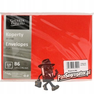 Koperta B6 czerwony K.110g. (20szt.) 280805 Galeria Papieru