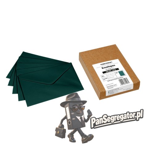 Koperta papierowa ozdobna B6 125x175mm 130g (50 sztuk) ciemno zielona/zieleń butelkowa ikpdinb6czielx50