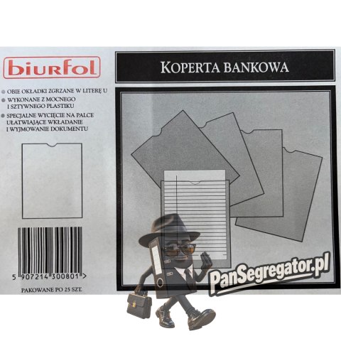 Koperty bankowe bezpieczne "U" 160x210mm 25 sztuk Depozyt KB-01 BIURFOL