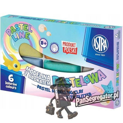 Modelina termoutwardzalna pastelowa z brokatem zestaw 6 kolorów 304118001 ASTRA