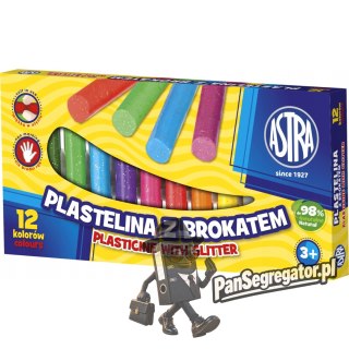 Plastelina dla dzieci z brokatem 12 kolorów zestaw 303107001 ASTRA