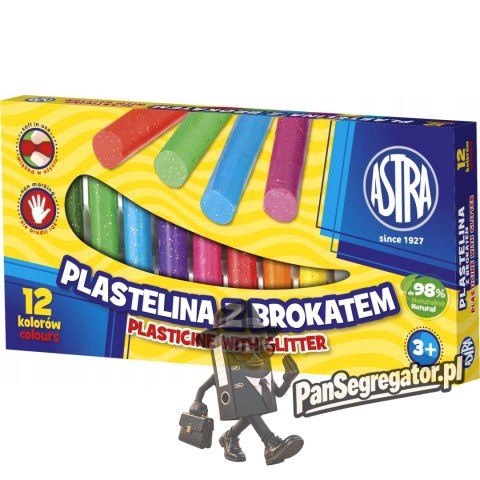 Plastelina dla dzieci z brokatem 12 kolorów zestaw 303107001 ASTRA