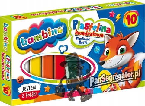 Plastelina kwadratowa Zestaw 10 kolorów BAMBINO St.Majewski