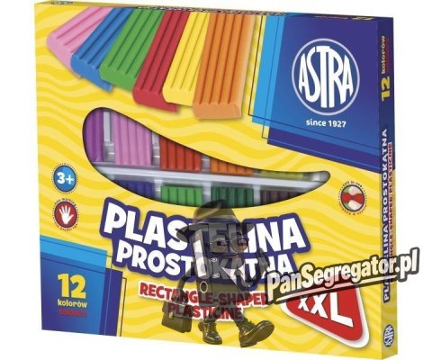 Plastelina szkolna dla dzieci zestaw 12 kolorów prostokątna 303117001 ASTRA