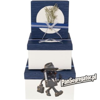 Zestaw pudełek ozdobnych KWADRAT WRZOS/BLUE (3szt) ROZETTE