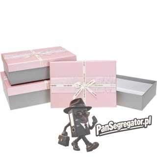 Zestaw pudełek ozdobnych PUG-23220-PR PINK (3szt) ROZETTE