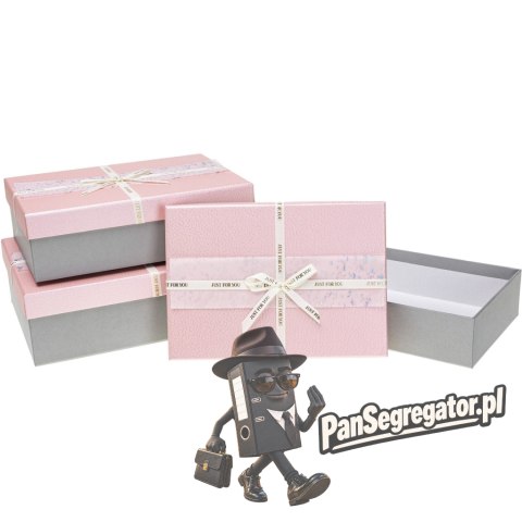 Zestaw pudełek ozdobnych PUG-23220-PR PINK (3szt) ROZETTE