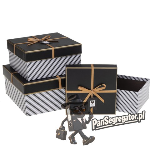 Zestaw pudełek ozdobnych PUG-23295-KW BLACK (3szt) ROZETTE