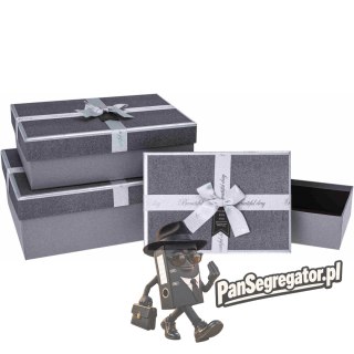 Zestaw pudełek ozdobnych PUG-23345-PR SILVER (3szt) ROZETTE