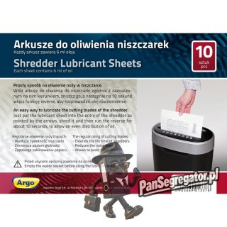 Arkusze do oliwienia ostrzy niszczarek ARGO 10szt (130110)