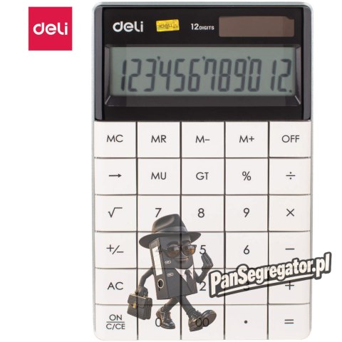 Kalkulator 12-pozycyjny biały 1589 WHITE DELI