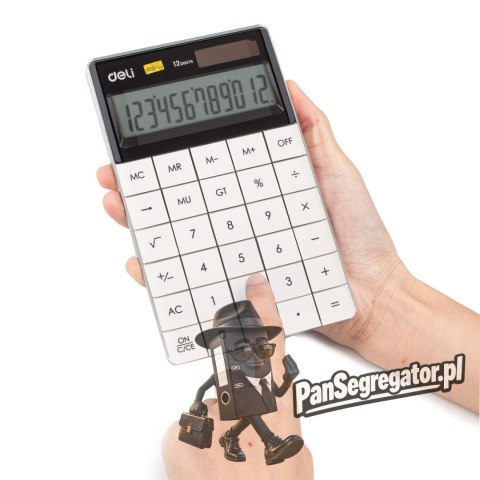 Kalkulator 12-pozycyjny biały 1589 WHITE DELI