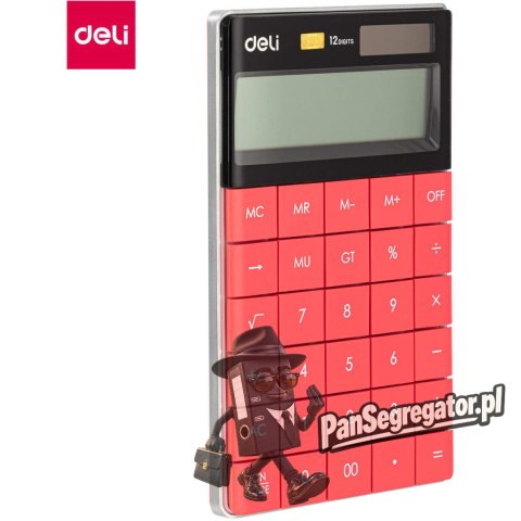 Kalkulator 12-pozycyjny czerwony 1589 RED DELI