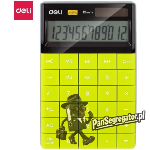 Kalkulator 12-pozycyjny zielony 1589 GREEN DELI