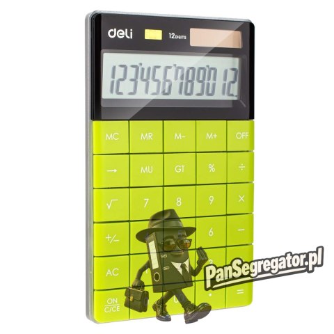 Kalkulator 12-pozycyjny zielony 1589 GREEN DELI