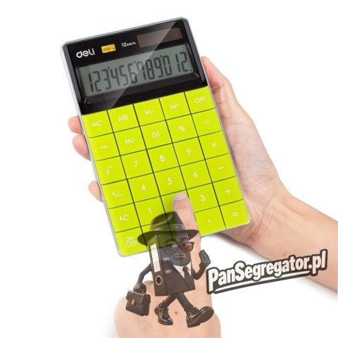 Kalkulator 12-pozycyjny zielony 1589 GREEN DELI