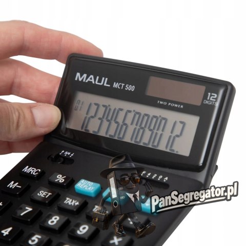 Kalkulator biurkowy MCT500 12-pozycyjny oblicznie podatku czarny 72696/90 ML MAUL