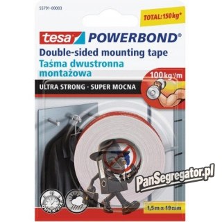 Taśma montażowa dwustronna 19mm x 1.5m Powerbond 55791-00003-01 TESA