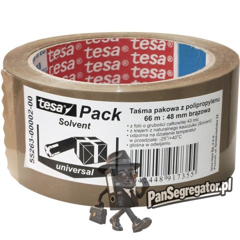 Taśma pakowa 48mm x 66m SOLVENT brązowa 55263-00002-00 TS TESA