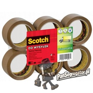 Taśma pakowa SCOTCH 371 (6szt) Hot-melt brązowa 48x66m 3M